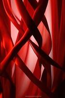 elegante Sombrio vermelho vôo fita ou cortinas dentro Sombrio brilhante fundo para anúncio. foto