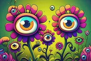 olhos dentro flor. generativo ai. foto