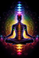 a Sete chakras do ioga meditação. kundalini energia. generativo ai foto