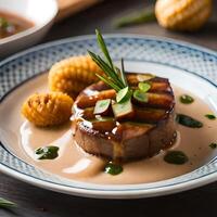 delicioso bife com uma cogumelo molho, ai generativo pró foto