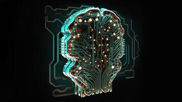 quantum Informática com humano cérebro e circuitos. generativo ai tecnologia. foto