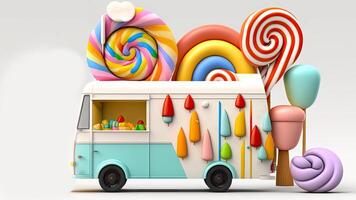 doce caminhão comprar, colorida, 3d, generativo ai. foto