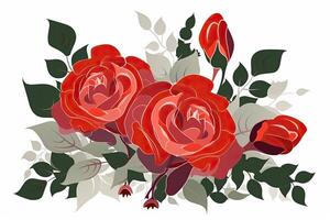 lindo aguarela rosas isolado em branco fundo. vermelho rosas flor para mãe dia e dia dos namorados dia cartões postais e cumprimento cartões. generativo ai. foto