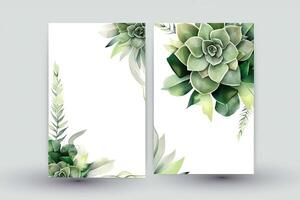 exótico floral vertical fundo ou cartão Projeto com suculento flor, folhas. generativo ai ilustração. foto