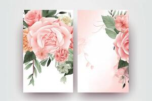 aguarela rosa flor e folhas decorativo vertical fundo ou cartão brincar. generativo ai ilustração. foto