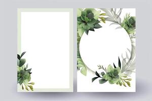 aguarela botânico composição vertical fundo ou cartão Projeto com suculento flores, folhas. generativo ai ilustração. foto