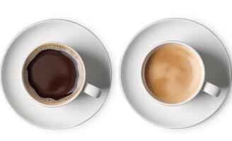 a sobrecarga Visão do café copo em branco pires. generativo ai. foto