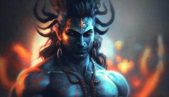 Shiva, a senhor do destruição e renovação majestoso retrato do a hindu Deus ai gerado foto