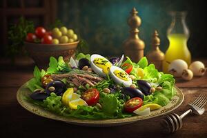 clássico salade niçoise fresco e saudável francês salada ai gerado foto