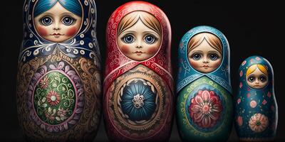 vibrante matryoshkas, tradicional russo aninhamento bonecas ai gerado foto