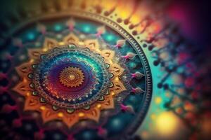 hippie mandala tapeçaria - vibrante boêmio arte decoração ai gerado foto