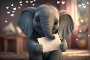 enviando amor fofa pequeno elefante com dia dos namorados dia carta ai gerado foto