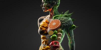 corpo saudável dieta desintoxicação fruta vegetal alcalino dieta ai gerado ilustração foto