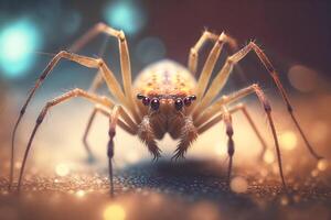 hiper-realista ilustração do uma tipo aranha inseto semelhante a uma Castanho recluso aranha, macro Visão ai gerado foto