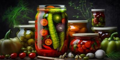 tradicional russo em conserva legumes uma honrado pelo tempo Comida preservação técnica ai gerado foto