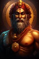 kubera a indiano Deus do riqueza e prosperidade estátua dentro vívido detalhe ai gerado foto