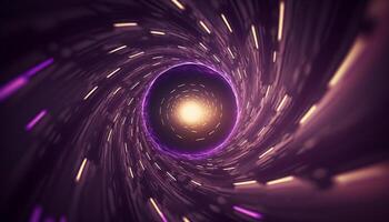 dimensões colidir abstrato representação do uma vórtice túnel conduzindo para Tempo viagem portal ai gerado foto