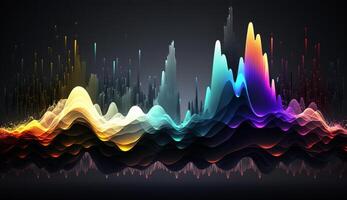 vibrante espectro em Sombrio tela de pintura a abstrato composição do colorida frequências ai gerado foto