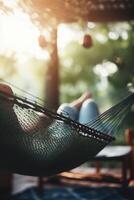 relaxante dentro a maca pessoa lendo uma livro ai gerado foto