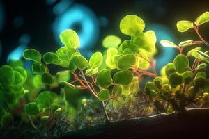 fechar-se do translúcido folhas e plantas Como uma símbolo do fotossíntese ai gerado foto