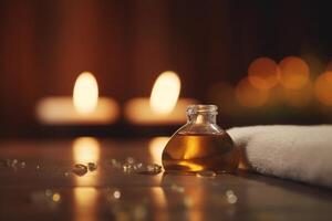 calmante luz de velas massagem dentro relaxamento quarto às spa ai gerado foto