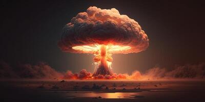apocalíptico cena devastador nuclear explosão e Está efeitos em a meio Ambiente ai gerado foto