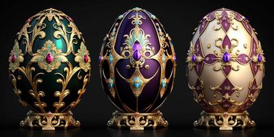 admirar a opulência do russo fabergé ovos com ouro detalhamento ai gerado foto