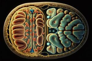 bactérias vírus mitocôndria elétron microscópio ampliação ai gerado foto