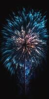 espetacular azul fogos de artifício iluminador a noite céu dentro deslumbrante detalhe ai gerado foto