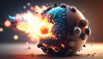 explosivo explosão capturando a momento do uma explodindo bola bombear ai gerado foto