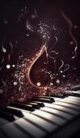 musical vórtice a abstrato composição do piano chaves representando som ondas ai gerado foto