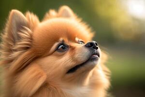 uma encantador retrato do a adorável pomerânia cachorro ai gerado foto