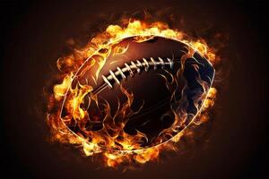 queimando americano futebol dentro chamas ilustração ai gerado foto