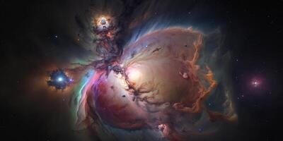 espetacular Visão do a orion nebulosa dentro vívido cores e intrincado detalhes ai gerado foto