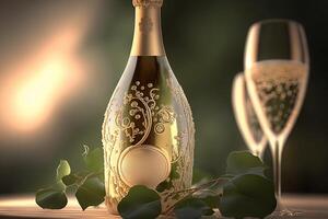 levantar uma vidro para luxo descobrir a delicado bolhas do champanhe ai gerado foto