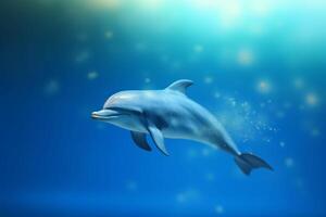 gracioso golfinho natação embaixo da agua - deslumbrante embaixo da agua fotografia ai gerado foto