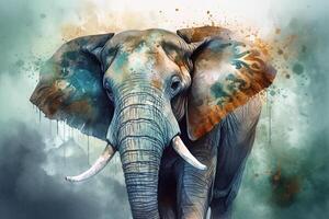 a majestoso elefante dentro sépia uma aguarela pintura ai gerado foto