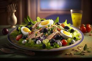 clássico salade niçoise fresco e saudável francês salada ai gerado foto