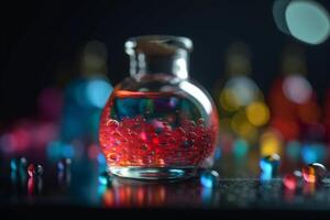 colorida 3d ilustração do a esterificação processo dentro uma vidro frasco ai gerado foto