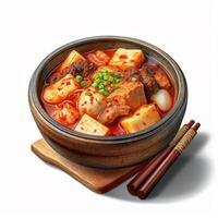 suave tofu ensopado coreano Comida a partir de soja. ai gerado foto