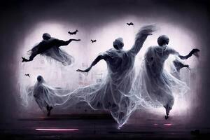 dia das Bruxas fantasmas vôo e dançando. generativo ai foto
