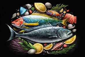 peixe Comida conceptual fundo generativo ai foto