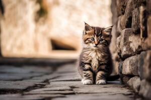 ai gerado disperso gatinho dentro Perigo animal fundo foto