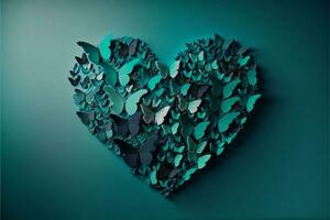 lindo colorida papel borboletas formando uma coração forma. foto