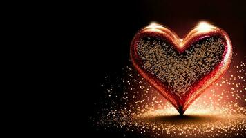 brilhante brilhante coração forma em dourado iluminação backgorund. 3d renderizar. foto