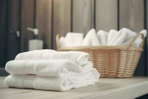 branco limpar \ limpo toalhas hotel. gerar ai foto