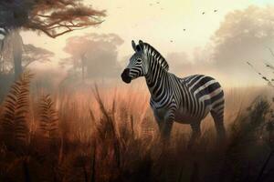zebra fechar-se selvagem liberdade. gerar ai foto