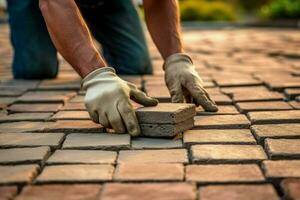 profissional pavimentar trabalhador. gerar ai foto