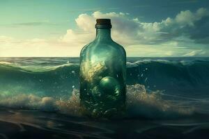 oceano tempestade dentro garrafa. gerar ai foto