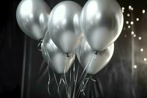 Novo ano prata balões. gerar ai foto